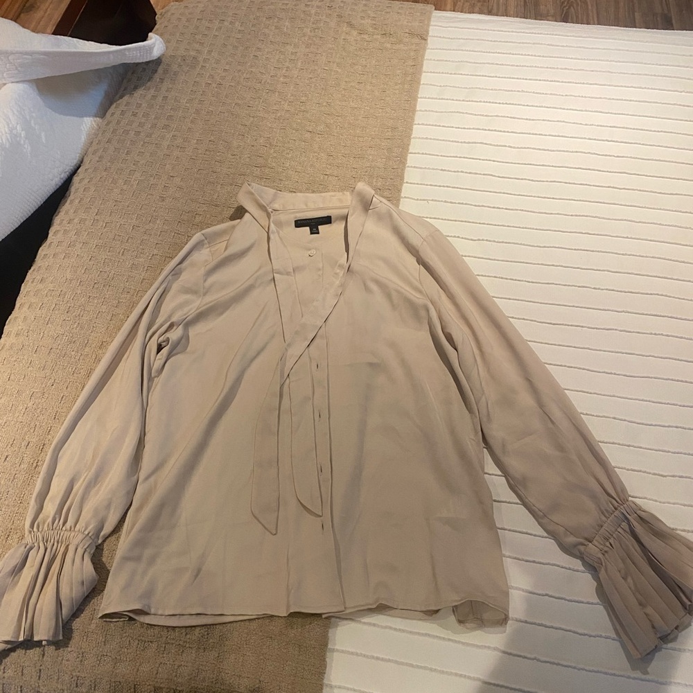 Banana Republic Cream Blouse with Tie-Neck